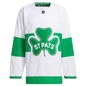 Män Ishockey Toronto Maple Leafs tröja med eget tryck St Patricks Adidas Vit Authentic